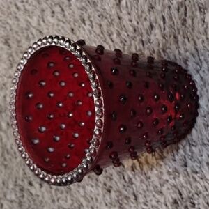 Vintage Simpatico Home Limited Edition Reindeer Hobnail Glass With Chrome Edging